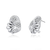 Sterling Silver Plated Earrings Stud AAA Zirconia Push Back Clasp L696