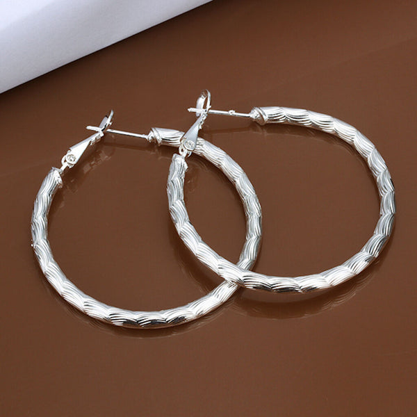 Sterling Silver Plated  Hoop Pierced Earrings L3