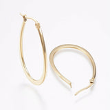 Stainless Steel Hoop Earrings Yellow Gold Silver 1.2" to 2.4" Pin 0.7x1mm  P563