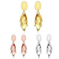 Rose Gold Plated  Earrings Drop Dangle Push Back .52" L264