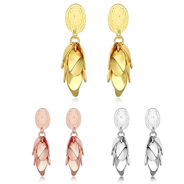 Rose Gold Plated  Earrings Drop Dangle Push Back .52" L264