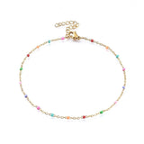 Stainless Steel Cable Chain Anklet Bracelet Enamel Gold 9" 23cm 1.5~2mm Z226