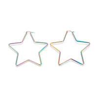 Stainless Steel Hoop Earrings Star Multi 12 Gauge 72.5x74 2mm Pin: 1x0.6mm A198