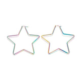Stainless Steel Hoop Earrings Star Multi 12 Gauge 72.5x74 2mm Pin: 1x0.6mm A198