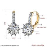 Yellow Gold Plated Earrings  Hoop Huggies AAA Zirconia  Latch Back Clasp L552