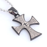 316L Stainless Steel Pendant  0.94X1.29 Inch Cross Bible Necklace 22" B87