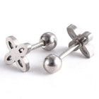 304 Stainless Steel Ear Plugs Ear Studs Flower Silver 6x8x2mm Pin: 1mm Z353