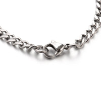 Stainless Steel Curb Link Chain ID Bracelet Faceted Silver Color 7.2" 5mm P277