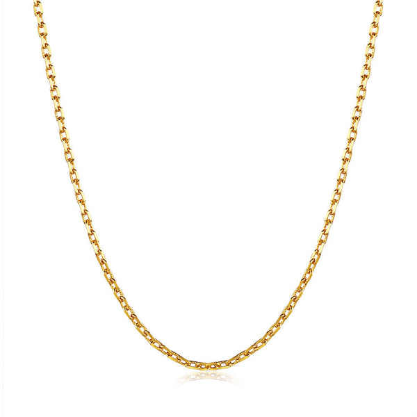 Yellow Gold Plated Necklace Chain 20 Inches 1MM Lobster Clasp B312