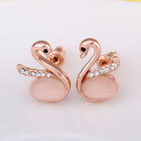 Rose Gold Cateye Zirconia Drop Stud Earrings L98