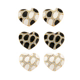 Rose Gold Platinum  Plated  Earrings Stud AAA Zirconia Push Back Heart .76" L302