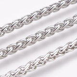 304 Stainless Steel Wheat Chain Bracelet Lobster Silver Color 7.8" 3mm  A115