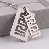 316L Stainless Steel Pendant 0.91X1.55 Inch Great Wall Silver Necklace 22" B40