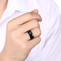 Stainless Steel Band Wedding Ring Black Men's Unisex B452