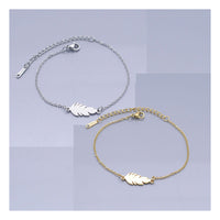 Stainless Steel Link Bracelet Lobster Clasp Feather Silver Gold Adjustable P263