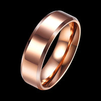 Stainless Steel Band Wedding Ring Rose Gold AAA Zirconia Men's Unisex B446