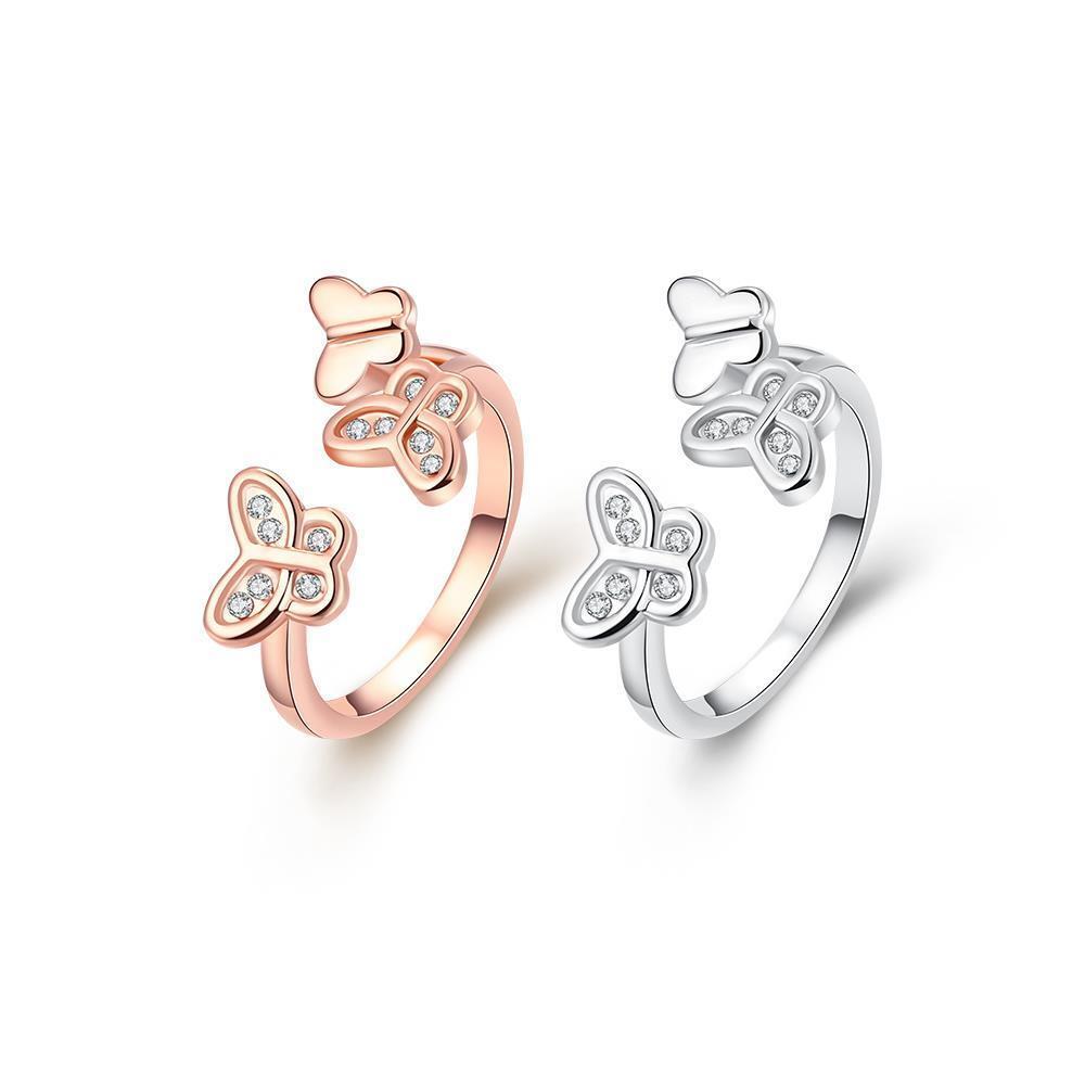Rose Gold Platinum Plated Fashion Ring AAA Zirconia Women Butterfly B156