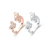 Rose Gold Platinum Plated Fashion Ring AAA Zirconia Women Butterfly B156