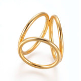 Unisex 304 Stainless Steel Finger Rings Ring Gold Size 6-9 17mm Z721