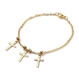 Stainless Steel Charm Bracelet Cross Cardboard Boxes Gold Adjustable Z120