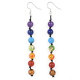 Chakra Gemstone Resin Dangle Earrings Earring Hooks 97~100mm 0.6mm Z299