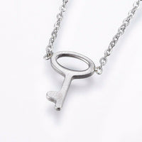 Stainless Steel Set Pendant Necklace Earrings Bracelet Key 16.54" P744