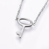 Stainless Steel Set Pendant Necklace Earrings Bracelet Key 16.54" P744