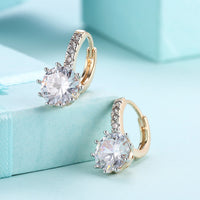 Yellow Gold Plated Earrings  Hoop Huggies AAA Zirconia  Latch Back Clasp L552