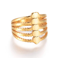 304 Stainless Steel Finger Rings Wide Band Rings Heart Gold Size 7 17mm Z712