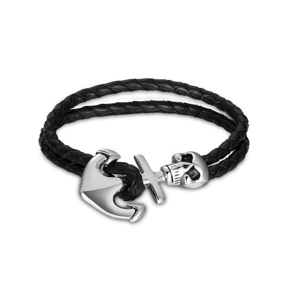 Stainless Steel Leather Bracelet 8 Inches 9MM Hook Clasp L386