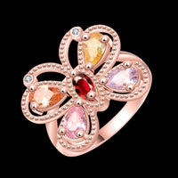 Rose Gold Plated Fashion Ring AAA Zirconia Women Butterfly B260