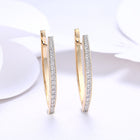 Yellow Gold Plated Earrings Hoop Huggies AAA Zirconia Latch Back Clasp L560