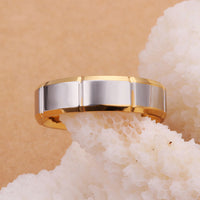 Stainless Steel Gold Two Tone Gold Band Ring Size 8 B91