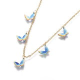 Stainless Steel Set Pendant Necklace Stud Earrings Back Butterfly 16.6" P695