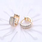 Yellow Gold Plated Earrings  Hoop Huggies AAA Zirconia  Latch Back Clasp L574