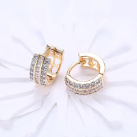 Yellow Gold Plated Earrings  Hoop Huggies AAA Zirconia  Latch Back Clasp L574