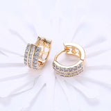 Yellow Gold Plated Earrings  Hoop Huggies AAA Zirconia  Latch Back Clasp L574