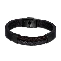 Stainless Steel Leather Bracelet 8 Inches 12MM Box L361