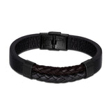 Stainless Steel Leather Bracelet 8 Inches 12MM Box L361