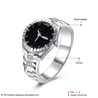 Silver Plated Band Watch Clock AAA Stone Ring B17