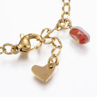 304 Stainless Steel Charm Anklet Lobster Clasp Enamel Heart Cross Gold 10"  A50