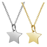 304 Stainless Steel Pendants Necklaces Chains Star Gold Silver 16.3'' 1mm P377