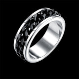 Stainless Steel Band Wedding Ring Black Men's Unisex Chain B423