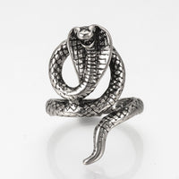 Alloy Finger Ring Wide B Ring Snake Antique Silver Size 9 Adjustable 19mm P410