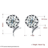 Sterling Silver Plated  Earrings  Stud AAA Zirconia  Push Back Clasp L804