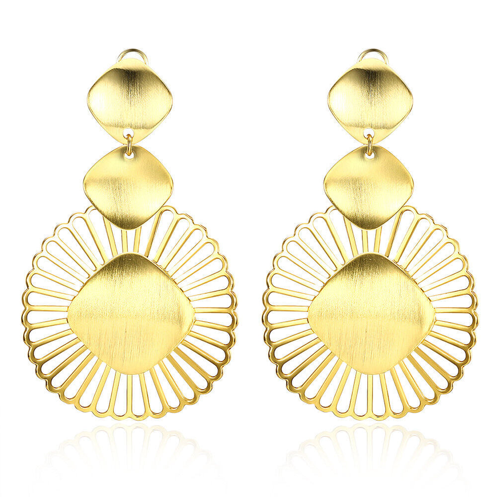 Yellow Gold Plated Earrings Chandelier Latch Back Clasp L611