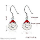 Silver Plated Enamel Dangle Earrings Christmas Santa Claus Silver 26x10mm P128