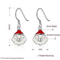 Silver Plated Enamel Dangle Earrings Christmas Santa Claus Silver 26x10mm P128