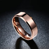 Stainless Steel Band Wedding Ring Rose Gold AAA Zirconia Men's Unisex B446