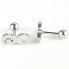 Stainless Steel Ear Plugs Ear Studs Infinity Heart Silver 5x11x2mm 1mm Z350